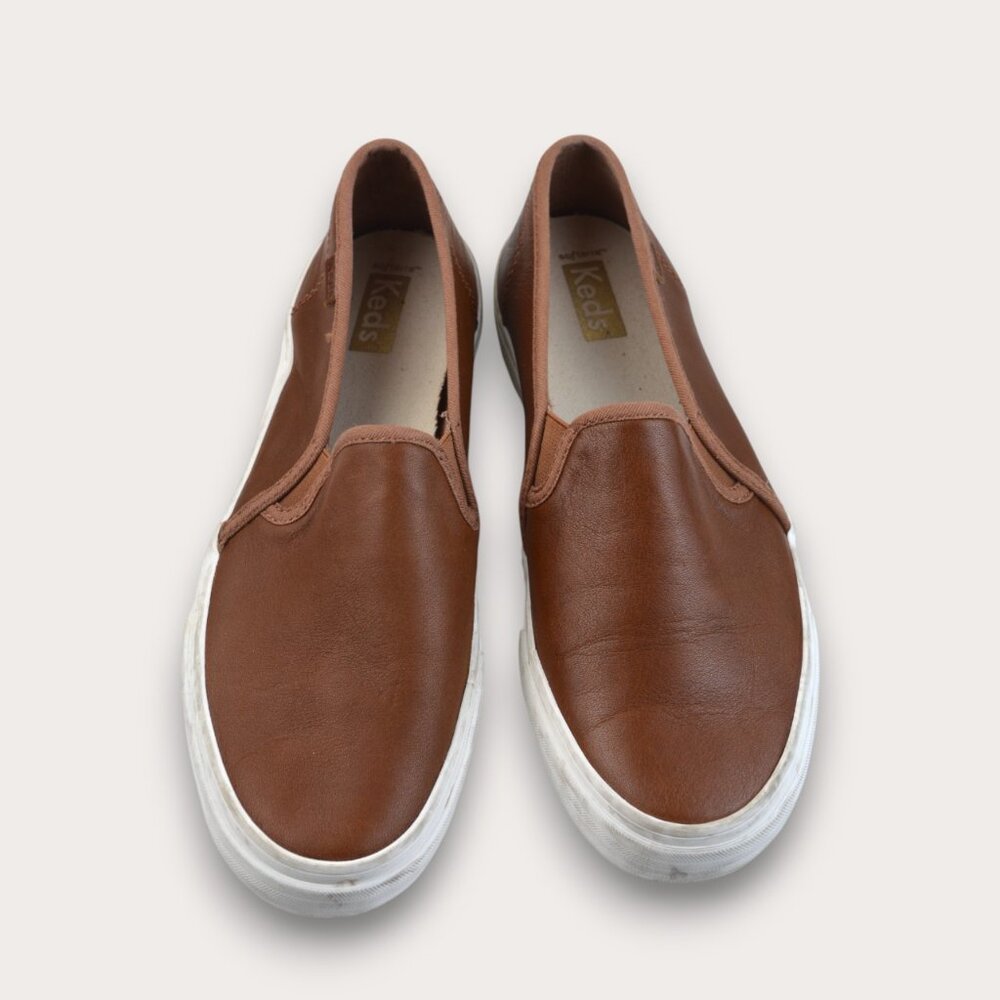 Keds Double Decker Leather Slip On | Size 8 Brown| Slip On Sneaker - Picture 4 of 7